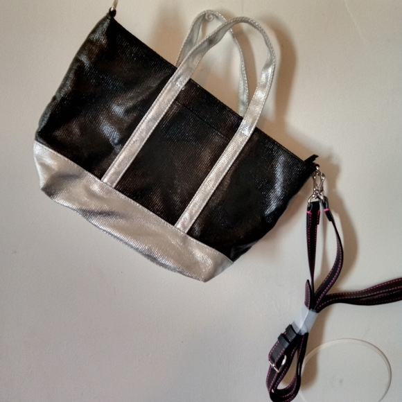 Victoria Secret Small Black and Silver Tote Bag With Strap - Picture 2 of 10